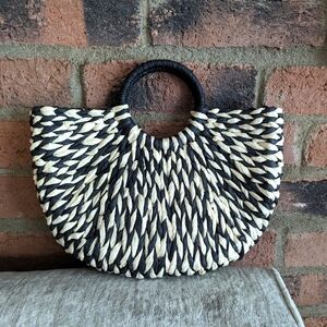 Summer Half Circle Straw Handbag